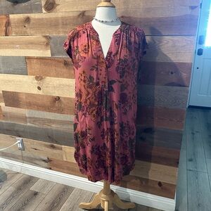 Anthropologie Maroon Floral Dress